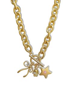 Sweet as can be ౨ৎ Introducing the 'MIFFY' charm necklace - featuring a precious ribbon bow, bunny, and puffed star pendant, this piece is bound to become a treasured staple in your jewelry collection. Trust us, compliments are waiting... Made with 18K gold plated over brass chain and components, 18K gold plated over brass and cubic zirconia pendants. Waterproof & rust-free. Available in lengths 14", 15", 16", 18". Handmade with love in Los Angeles. Jewellery Must Haves, Miffy Charm, Jewelry Accessories Ideas, Gold Charm Necklace, Jewellery Ideas, Stacked Jewelry, Jewelry Lookbook, Creating Jewelry, Jewelry Choker