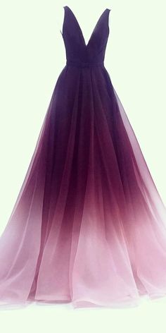 A Line V Neck Chiffon Ombre Long Prom Dresses डिजाइनर कपड़े, Ombre Prom Dresses, Prom Dresses Simple, Dresses Simple, Cute Prom Dresses, Long Prom Dresses, Pretty Prom Dresses, Formal Gown, Formal Gowns