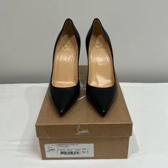 These Are Christian Louboutin Heels In The Color Black . Comes In A Leather Material. These Come In The Size Of 36.5. Comes With Its Personal Dust Bag . Brand New In Great Condition Luxury Pointed Toe Business Heels, Luxury Pointed Toe Heels For Business, Elegant Evening Heels In Calf Leather With Closed Toe, Formal Calf Leather Heels, Luxury Pointed Toe Office Heels, Luxury Closed Toe Heels For Office, Designer Court Shoes With Sculpted Heel And Almond Toe, Designer Heels With Padded Heel For Formal Occasions, Designer Heels With Padded Heel For Formal Events