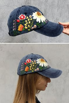 No spring outfit is complete without a hand-embroidered floral baseball hat. It's the easy outfit accessory for any spring look. #springaccessory #springoutfit #springfashion #casualoutfit Summer Snapback Hats With Custom Embroidery, Embroidered Summer Trucker Hat With Curved Bill, Custom Embroidered Summer Baseball Cap, Custom Embroidery Summer Baseball Cap, Custom Embroidered Baseball Cap For Summer, Summer Embroidered Trucker Hat, Cotton Snapback Hat With Floral Embroidery, Cotton Floral Embroidery Snapback Hat, Adjustable Floral Embroidered Hats For Spring