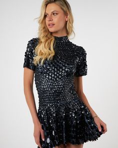 NALA DRESS BLACK Evening Prom Sequin Dress, Glamorous Contrast Sequin Mini Dress For Prom, Contrast Sequin Mini Dress For Prom Season, Mini Length Sequin Fabric For Prom Season Party, Prom Season Mini Sequin Dress, Gala Evening Dress With Contrast Sequin, Embellished Mini Length Sequin Fabric For Cocktail, Sequin Mini Fabric For Prom Party, Mini Sequin Fabric For Prom Party