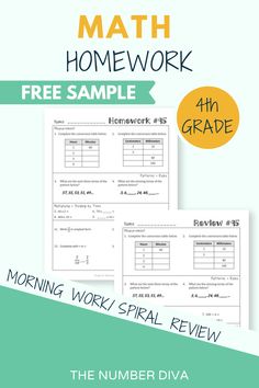 the printable worksheet for grade 4 math homework is shown with text that reads,