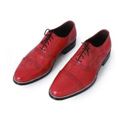 If you want to exude confidence and luxury but also crave comfort and affordability, this  Red Black Laces Genuine Leather Shoe is your savior. This Handmade Leather Shoes with Beautiful Black &amp is made from 100% Genuine Leather When you talk about fashion, comfort, and style - a shoe with this personality is bound to stand out. So what are you waiting for? Buy yours today. Business Lace-up Dress Shoes With Red Sole, Red Goodyear Welted Lace-up Oxfords, Red Brogue Lace-up Leather Shoes, Business Red Cap Toe Dress Shoes, Business Lace-up Leather Shoes With Red Sole, Business Leather Shoes With Red Sole, Red Brogue Lace-up Oxfords, Red Lace-up Oxfords With Brogue Detailing, Classic Red Oxfords For Office