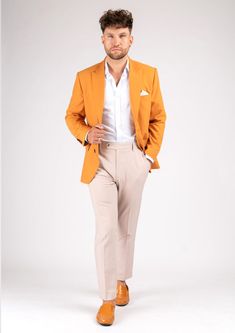 The Bryant Baby Mustard Stretch Blazer is a unique, custom-made piece perfect for making a bold and stylish statement. With its mustard-hue and stretch cotton fabric, you'll feel comfortable and confident all day long. Stand out in this polished look and enjoy the compliments! Fitted Orange Outerwear With Notch Lapel, Yellow Fitted Blazer For Work, Orange Fitted Blazer For Work, Fitted Yellow Outerwear With Lapel Collar, Fitted Yellow Blazer With Notch Lapel, Fitted Yellow Cotton Outerwear, Yellow Notch Lapel Blazer For Fall, Fitted Mustard Outerwear For Work, Yellow Fitted Blazer With Notch Lapel