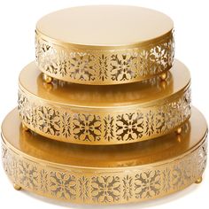 three golden plates stacked on top of each other