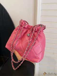 Bird in Bag - Leather Chain Strap Shoulder Bag Bucket Purse, Bag Trends, Bag Bag, Bird In Bag, Leather Chain, Green Bag, Japanese Fashion, Japanese Style, Pink Bag