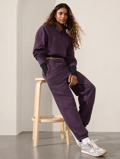 Forever Fleece Mid Rise Jogger | Athleta Twilight Autumn, Purple Sweatpants, Jogger Set, Athleta Pants, Womens Activewear