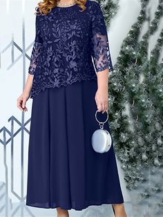 Tato Setengah Lengan, Plus Size Party Dress, Costum Elegant, Plus Size Party, Sukienki Plus Size, Navy Blue Midi Dress, Midi Dress Formal, Plus Size Party Dresses, Elegant Midi Dresses