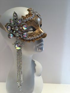 A personal favorite from my Etsy shop https://www.etsy.com/listing/488767334/gold-mask-rhinestone-mask-masquerade Glamorous Masquerade Mask For Carnival, Gold Mask For Mardi Gras Evening, Gold Masks For Mardi Gras Evening Events, Elegant Rhinestone Fringe Headpiece For Party, Gold Masks For Mardi Gras Evening, Elegant Party Headpiece With Rhinestone Fringe, Silver Fantasy Masks And Prosthetics For Party, Gold Masks For Halloween Party, Gold Costume Accessories For Mardi Gras Carnival