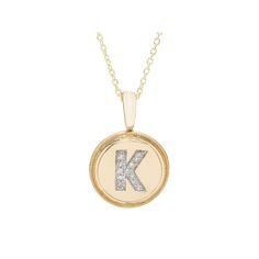 Decorated with a diamond accented letter, this 14k gold signet pendant is a great way to personalize your look. Decorated with a diamond accented letter, this 14k gold signet pendant is a great way to personalize your look.Click on this JEWELRY & WATCHES GUIDE to learn about fit, styles, materials and more! Diameter: 11 mm Chain length: 18 in. Chain type: cable Clasp: lobster-claw Metal: 14k gold Finish: polished Additional details: chain can be closed at 16", 17" and 18" Packaging: boxedDIAMOND Fine Jewelry 14k Gold Diamond Necklace With Initials, Luxury 14k Stamped Diamond Necklace, Yellow Gold Initial Pendant With Single Cut Diamonds, Classic Diamond Nameplate Jewelry, Classic Diamond Jewelry With Initials, Gold Diamond Necklace With Initials, Classic 14k Stamped Initial Pendant Jewelry, Classic 14k Gold Initial Pendant Diamond Necklace, Yellow Gold Pendant Initial Necklace With Diamond Accents