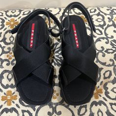 Bought New Sandals In Italy For Men, They Turned Out To Be Small. Look Very Comfortable. No Tags No Box No Shoe Bag Either. Prada Shoes Men, Prada Flip Flops, Mens Thong Sandals, Rubber Flip Flops, Criss Cross Sandals, Prada Leather, Black Leather Sandals, Blue Sandals, Prada Shoes