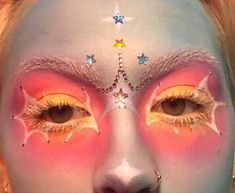 Funky Makeup Creative, Funky Makeup Looks, Colorful Face Makeup, Weird Makeup Looks, Maximalist Makeup, Sun Makeup, Makeup Reference, Quit My Job