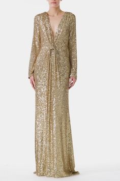 Deep V-Neck Sequin Gown – Monique Lhuillier Luxury Sequin V-neck Evening Dress, Luxury V-neck Evening Dress With Sequins, Luxury V-neck Dress With Sequins, Luxury V-neck Sequin Dress, Tulle Cocktail Dress, Fall 2023 Ready To Wear, Gown Gold, Tulle Mini Dress, Sequin Evening Gowns