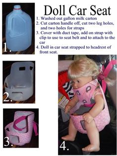 instructions for how to make doll car seat from an old child's diaper