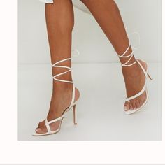 White Lace Up Thong Heels Blush Pumps, Holographic Heels, Blue Stilettos, Feather Heels, Clear Strap Heels, Clear Block Heels, Tie Up Sandals, Orange Heels, Tie Up Heels