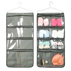 PRICES MAY VARY. Non-woven Fabric 90G Thicken Non Woven Fabric and Clear PVC pockets, much more sturdy and durable than mesh pockets. DUAL-SIDED hanging organizer, 8 large clear pockets on each side, 17.2" W * 33.8" H inch. Space for all of your essentials things, such as underwear, socks, pantyhose, padded bras,etc. Transparent pockets holder organizer to store scarves, hat, gloves and t-shirts, etc. Good visual on all items, easy to find and save your time. Removable heavy duty metal hanger in Closet Storage Accessories, Hanging Closet Storage, Bra Storage, Scarf Organization, Non Woven Fabric, Electronics Storage, Hanging Closet, Bra Accessories, Hanging Organizer