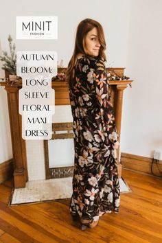 Welcome fall with our Long Sleeve Floral Maxi Dress! Adorned with charming florals and designed with long sleeves for cooler weather, this dress is perfect for transitioning your wardrobe from summer to autumn. Pair it with boots and a cozy cardigan for a chic seasonal look. #AutumnBloom #MaxiDress #FallTransition #FloralFashion Long Sleeve Floral Maxi Dress, Summer To Autumn, Side Cutout Dress, Floral Ruffle Top, Sleeveless Lace Dress, Floral Babydoll Dress, Draped Midi Dresses, Midi Flare Skirt, To Autumn