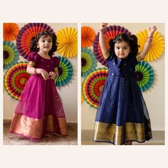 Indian traditional Baby Girl Lehenga Choli, Kids Dress, Indian Kids Dress, Lehenga Choli for Kids Girls, Party Wear, Chaniya Choli, Ethnic Wear, Ghagra Choli made in Traditional chanderi silk, it is a Handcrafted ready-made frock/ gown for girl kids suitable for any occasions like Wedding, birthday gifts, and even for bridesmaid. It is multipurpose crop top skirt set which can also be used as party wear, Casual and Traditional occasions, Festive wear etc. this Comfortable and Cute Looking Kids Girl's Lehenga Choli comes in 3 color variants magenta, black and navy blue fabric in top is chanderi silk with zari buti, flair part comes in box pleated soft organza material with a puff sleeve in chandri with beautiful border with Metalic zip closure in back for a comfortable wear. This latest tre Ethnic Dress For Baby Girl, Kids Choli Designs Latest, Festive Handloom Dress For Navratri, Festive Handloom Dresses For Festivals, Festive Handloom Dresses, Short Sleeve Kurta For Eid Festive Occasion, Traditional Short Sleeve Wear With Zari Work For Festivals, Short Sleeve Traditional Wear With Zari Work For Festivals, Festive Sets With Zari Work And Short Sleeves