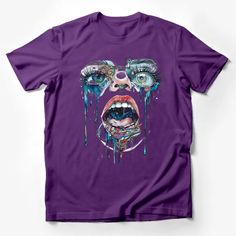 Surreal Eye and Mouth Art T-Shirt, Abstract Graffiti Style Tee, Unisex Graphic Shirt, Unique Streetwear, Art Lover Gift Idea Male T-Shirt Custom graphic T-Shirt.Customize your color Artistic T-shirt With Funny Print And Crew Neck, Purple Graphic Tee With Funny Print, Artistic T-shirt With Funny Print For Streetwear, Artistic Funny Print T-shirt For Streetwear, Graphic Tee With Sublimation Print For Artistic Expression, Purple Graphic Tee With Sublimation Print, Artistic Graffiti Print Short Sleeve T-shirt, Graphic Tee For Artistic Expression, Multicolor Graphic Tee For Artistic Expression