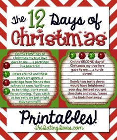 the 12 days of christmas printables