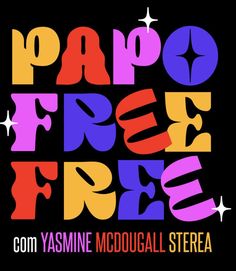 the logo for paper free friday, featuring colorful letters and stars on a black background