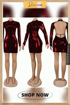 Sexy Sequin Backless Long Sleeve Nightclub Dress Holiday Club Bodycon Mini Dress, Holiday Stretch Bodycon Club Dress, Holiday Bodycon Mini Dress For Club, Holiday Stretch Bodycon Dress For Club, Holiday Mini Bodycon Dress For Club, Christmas Bodycon Dress For Night Out, Fitted Bodycon Dress For Christmas Night Out, Club Bodycon Mini Dress, Holiday Stretch Mini Dress For Club