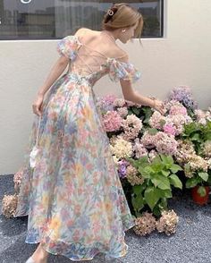 Trendy Fashion Womens Fashion Summer hubble-bubble sleeve Floral Dress Beach Holiday Long Dress, Women's Dresses Cocktail Outfits, Birthday Dress Women, Moda Floral, Dress Fairy, Elegant Midi Dresses, Vintage Floral Dress, Long Skirts For Women, Vestidos Vintage, Fairy Dress