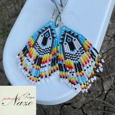 Fringe Earringsvalentine's Day Giftseed Beaded - Etsy Unique Fringe Dangle Earrings, Beaded Fringe Teardrop Earrings As Gift, Artisan Fringe Dangle Earrings, Artisan Fringe Drop Earrings, Seed Beaded Earrings, Earrings Western, Ear Art, Beaded Earrings Patterns, Long Fringe