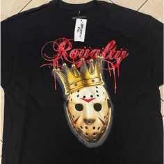 Jason , Friday The 13th Printed T-Shirt Black T-shirt With Sublimation Print For Fan Events, Black T-shirt For Halloween And Fan Conventions, Black Graphic Tee For Fan Events, Black Shirt With Graphic Print For Fan Conventions, Black Graphic Print Shirt For Fan Conventions, Black Halloween T-shirt With Logo Print, Black Pop Culture T-shirt For Fan Events, Black Tops With Sublimation Print For Fan Events, Black Tops With Character Print For Fan Events