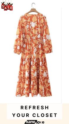 Print Button Tiered Long Sleeve Maxi Dress Sleeve Maxi Dress, Long Sleeve Maxi, Maxi Dress With Sleeves, Long Sleeve Maxi Dress, Elevate Your Style, Your Style, Maxi Dress, Long Sleeve