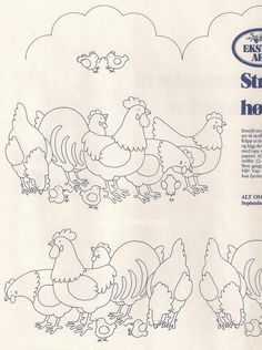 an instruction manual for how to draw chickens and roosters in the grass with clouds