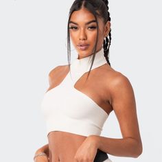 Brand New With Tags! Size S White Stretch Crop Top For Fall, Trendy White Stretch Crop Top, High Stretch White Crop Top For Fall, Chic White Ribbed Crop Top, White Seamless Knit Crop Top, White Seamless Tops For Fall, Trendy White Ribbed Crop Top, Trendy White Seamless Crop Top, Red Corset Top