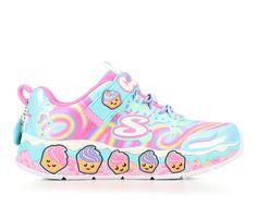 Pair your feet with a sweet treat in Skechers Sweet Kickz: Cupcake Cutie. This scented cupcake themed design features a swirl printed synthetic upper with stretch laces, a Skechers Adaptive Closure, detachable heel charm, and a cushioned comfort insole. Sweet Kickz scented character theme design, Skechers easy on, easy off Adaptive Closure for a customized fit, Swirl printed synthetic upper with stretch laces and adjustable instep strap, Lightweight shock-absorbing cupcake wrapped midsole, Flexi Pink Round Toe Sneakers For Birthday, Playful Multicolor Round Toe Sneakers, Fun Cartoon Print Sneakers With Round Toe, Pink Low-top Sneakers For Birthday, Cute Multicolor Non-slip Sneakers, Fun High-top Sneakers For Birthday, Playful Cartoon Print Sneakers With Round Toe, Playful Cartoon Print Round Toe Sneakers, Casual Pink Sneakers For Birthday