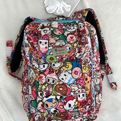 Brand New With Tags, Authentic Jujube Tokidoki Tokipops Minibe Backpack -Sold Out Print - So So Cute! An Awesome Backpack For Tokidoki Fans! -Dimensions: 9”W X 12”H X 5”D - Lightweight And Washable - Ships Within 1-2 Business Days - Will Be Shipped In Its Original Plastic Bag In A Polymailer So Buyers Can Save On Shipping Fees. - Comes From A Pet Free, Smoke Free Home Casual Bags With Cartoon Print For Back To School, Casual Pink Bag With Cartoon Print, Casual Cartoon Print Bags For Back To School, Casual Back To School Bag With Cartoon Print, Casual Backpack With Cartoon Print For School, Casual Backpack With Cartoon Print For Back To School, Pink Cartoon Print Travel Bag, Harajuku Style Rectangular Backpack For Everyday Use, Kawaii Cartoon Print Backpack