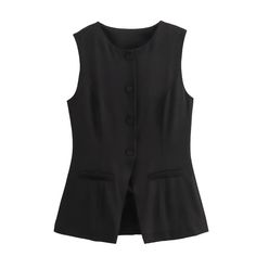 Solid Buttoned Sleeveless Vest Top Suit Set Women, Female Vest, Waistcoat Woman, Patchwork Fashion, Slim Vest, Vest Cardigan, Sleeveless Suit, Elegant Office, Slim Fit Top