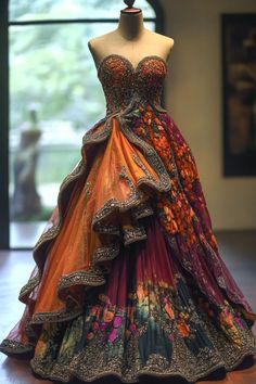 Beautiful Lehenga, Art Outfits, Global Dress, Fantasy Gowns, Gorgeous Gowns