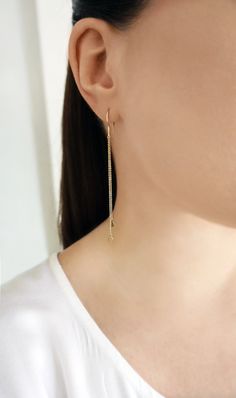 14K 9K Minimalist Long Chain Earrings, Long Chain Dangle Earrings, Dainty solid gold earrings, Simple Lightweight Drop Earrings, Gold Charm Earrings, FREE EXPRESS SHIPPING Dainty, minimalist long chain dangle and drop earrings with small charms made in 14K or 9K solid gold. A lovely, versatile pair of earrings that you will love wearing all day, everyday! Whisper....I Love Minimalism! :) ------------------------------------------------- D E T A I L S 14K Solid Gold or 9K Solid Gold Length: 8.5cm 14k Yellow Gold Threader Earrings, 14k Gold Filled Dangle Linear Earrings For Everyday, Everyday 14k Gold-filled Dangle Linear Earrings, Everyday 14k Gold Filled Dangle Linear Earrings, Delicate 14k Gold Drop Earrings, Yellow Gold Plated Earrings With Adjustable Chain, Yellow Gold-plated Threader Earrings, Yellow Gold-plated Earrings With Adjustable Chain, 14k Yellow Gold Linear Earrings With Ear Wire