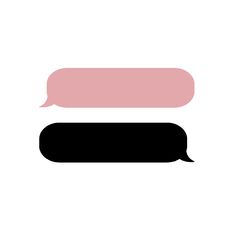 a pink and black speech bubble on a white background