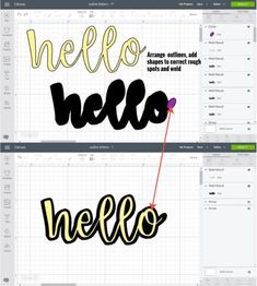 two screens showing the different font styles for each type of lettering, and how to use them