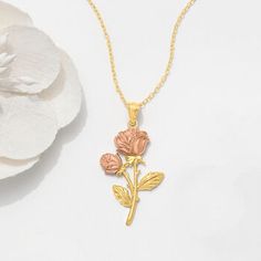 Ross-Simons - 14kt Two-Tone Gold Rose Pendant Necklace. 18". This lovely rose pendant necklace embraces a forever spring feeling. Inspired by Mother Nature, a gorgeous textured and polished 14kt rose and yellow gold flower is elegantly detailed resembling the life-like bud. Suspends from a 14kt yellow gold cable chain with a 2" extender. Springring clasp, rose pendant necklace. Rose Gold Jewelry With Roses For Mother's Day, Rose Gold Necklaces With Rose Design For Anniversary, Rose Gold Fine Jewelry Necklace For Mom, Rose Gold Necklace Hallmarked As Gift For Mom, Spring Feeling, Rose Pendant Necklace, Feeling Inspired, Fine Jewelery, Rose Pendant