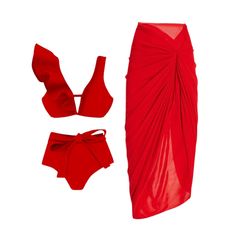 DETAILS Bikini Swimsuitand Sarong Pads Quick drying with sheen Cold gentle machine wash Fabric:82% nylon 18% spandex Lining Fabric:82% polyester 18% spandex Product ID: SX24032206 Sarong, Lining Fabric, Spandex, Red, Fabric