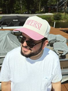 Cheers! to our new favorite pink trucker hat!! This vintage trucker is to die for! We are loving this baby pink! Adjustable snapback feature! Pink Dad Hat For Summer, Pink Summer Baseball Cap Dad Hat, Pink Baseball Cap Style Dad Hat For Summer, Fun Pink Baseball Cap For Spring, Pink Trucker Snapback Hat With Flat Brim, Pink Snapback Dad Hat For Summer, Pink Curved Brim Dad Hat For Summer, Retro Pink Hat With Flat Brim, Retro Pink Flat Brim Hat