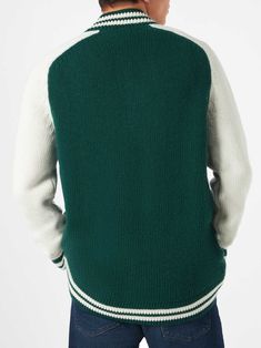 College style knit bomberGreen with beige sleevesBotton closureSB terry patchRibbed hemsRegular fit Casual Winter Cardigan With Striped Cuffs, Green Wool Outerwear With Ribbed Cuffs, Casual Cardigan With Ribbed Cuffs For College, Fall Varsity Jacket With Crew Neck And Ribbed Cuffs, Fall Varsity Jacket With Ribbed Cuffs And Crew Neck, White Varsity Jacket With Ribbed Collar For Winter, Fall Crew Neck Varsity Jacket With Ribbed Cuffs, Varsity Cardigan With Ribbed Cuffs, Winter Sporty Polo Sweater With Ribbed Collar