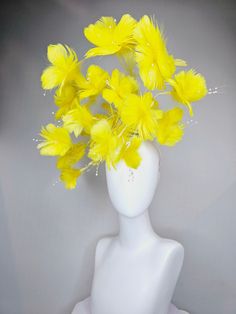 From the 2024 Featured Milliner of the Kentucky Derby Museum  Gorgeous Kentucky Derby hat fascinator  kentucky derby hat fascinator bright yellow branching feather flower headpiece with pearls headband attachment.  each hat is totally one of a kind! no two are alike! *All hats are sold as displayed. No returns do to nature of product (headwear) Of course do not hesitate to contact me with any issues :) Check out my The Hat Doctor amazing news story feature!! https://www.wdrb.com/derby_148/kentuc Couture Fascinators, Fascinator Hats Outfit, Kentucky Derby Outfit, Fascinator Hats Wedding, Kentucky Derby Fascinator, Large Brim Hat, Tree Inspiration, Derby Outfits, Derby Hats Fascinators