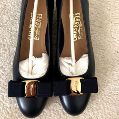 - Authentic Ferragamo Shoes - I Missed The Return Window While Moving Homes. - Retails On Ferragamo Website For $880: Https://Www.Ferragamo.Com/En-Us/Shopping/Vara-Bow-Pump-Shoe-15469017 - Black Leather, Size 6c. - Never Worn, Comes From A Smoke-Free, Pet-Free Home. Elegant Formal Court Shoes With Rubber Sole, Elegant Heels With Rubber Sole, Designer Leather Shoes With Round Toe For Evening, Elegant Black Court Shoes With Rubber Sole, Designer Calf Leather Court Shoes For Formal Occasions, Designer Calf Leather Court Shoes For Formal Events, Designer Round Toe Court Shoes For Business, Designer Round Toe Court Shoes For Formal Occasions, Designer Court Shoes With Round Toe For Formal Occasions