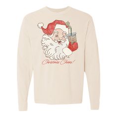 Get ready for the holidays with our 'Christmas Cheers' Long Sleeve Comfort Colors T-Shirt! Featuring a festive holiday design that will be sure to get you in the holiday spirit, this shirt is perfect for spreading good cheer while looking stylish. Make it Yours™ by choosing your Favorite Drink from Chick Fil A Fountain Drink, Iced Coffee, Classic Coca-Cola, Coke Zero, Diet Coke, Diet Dr. Pepper, Dr. Pepper, Lacroix, Mountain Dew, Pepsi, Wine, or Sprite 😋 Festive Long Sleeve T-shirt For Holiday, Festive Long Sleeve Holiday T-shirt, Festive Long Sleeve Christmas T-shirt, Festive Long Sleeve Cotton T-shirt, Festive Long Sleeve Tops For New Year, Christmas Cotton Top With Screen Print, Christmas Cotton Tops With Screen Print, Long Sleeve Graphic T-shirt For Holidays, Long Sleeve Graphic Print T-shirt For Holiday