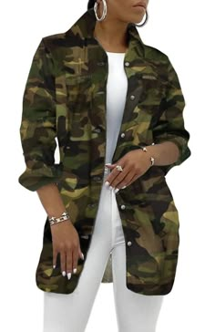 PRICES MAY VARY. The Comfortable canvas jacket!The white/army camo styles are new thin canvas fabric with good stretch. Camouflage cloth material with stretchable lightweight and thin feeling,perfect for spring and summer.Great easy put on dress/T shirt/jumpsuit/gold chain/sandals and so on Camo Jacket For Casual Occasions,daily wear dress,Party dress,Banquet Dress,Beach Maxi Dress for women,camping,travelling,formal,Homecoming,Wedding,Birthday gift,Dinner. Slim fit camouflage coat size recommen