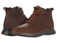 Rockport Total Motion Waterproof Boot - Men's Shoes : Tan : Wet conditions have nothing on the Rockport Total Motion Waterproof Boot, constructed using leather uppers. Rear pull loop for entry assistance. Front lace-up panel allows for a secure, customizable fit. Hydro-Shield waterproof provides a seam-sealed waterproof construction using waterproof materials. Textile lining and insole. Durable EVA sole. Imported. Measurements: Weight: 1 lb 1 oz Product measurements were taken using size 9, widt Slip-resistant Moc Toe Hiking Boots For Walking, Functional Leather Lace-up Work Boots, Outdoor Leather Boots With Laces, Leather Slip-resistant Work Boots For Outdoor Activities, Mid-top Leather Boots For Outdoor, Rugged Lace-up Hiking Boots, Rugged Outdoor Hiking Boots With Lacing, Waterproof Plain Toe Walking Hiking Boots, Rugged Outdoor Boots With Laces