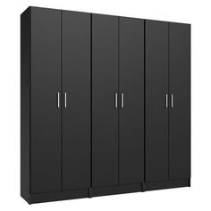 a large black cabinet with four doors