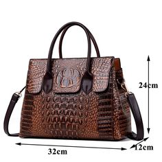 Elevate your style with the AlliChic Luxe Zipper Totes Handbag, crafted with high-quality PU material for sophistication and durability. Its casual tote shape and solid bag exterior add elegance to any ensemble, while the alligator pattern makes a bold fashion statement. With its spacious interior and multiple compartments, this handbag allows you to easily organize and access your essentials on the go. Add a touch of sophistication to your wardrobe and make a statement wherever you go with this Large Brown Chic Satchel, Chic Large Brown Satchel, Chic Large Satchel Bag, Chic Large Brown Bag, Chic Large Brown Bags, Large Brown Double Handle Satchel, Large Elegant Tote Satchel, Large Elegant Satchel For Travel, Elegant Large Satchel For Travel